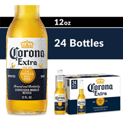 Corona Extra Lager Mexican Beer 4.6% ABV Bottle - 24-12 Fl. Oz.