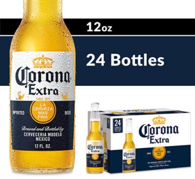 Corona Extra Beer Mexican Lager 4.6% ABV Bottle - 24-12 Fl. Oz.