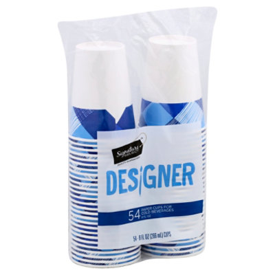 Signature SELECT Cups Paper Cold Designer Blue 9 Ounces Bag - 54 Count - Image 1