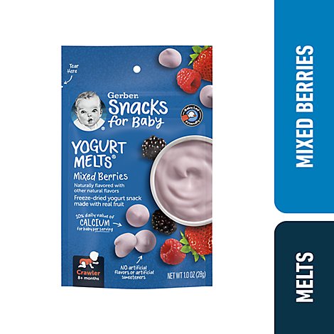 Gerber Mixed Berries Yogurt Melts Snacks for Baby Bag - 1 Oz