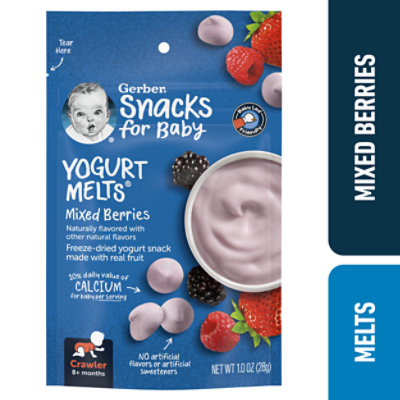 Gerber Graduates Yogurt Melts Freeze-Dried Yogurt & Fruit Snacks Mixed Berries - 1 Oz