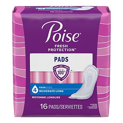Poise Long Incontinence Pads for Women Moderate Absorbency - 16 Count - Image 4