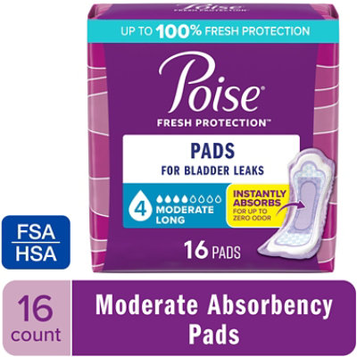 Poise Incontinence Pads 4 Drop Absorbency Incontinence Pads - 16 Count - Image 1