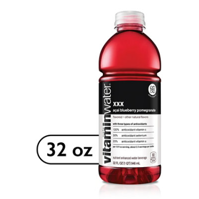 vitaminwater Water Beverage Nutrient Enhanced XXX Acai Blueberry Pomegranate - 32 Fl. Oz.