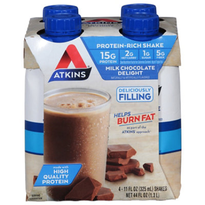 Atkins Shakes Protein Rich Milk Chocolate Delight - 4-11 Fl. Oz. - Image 1