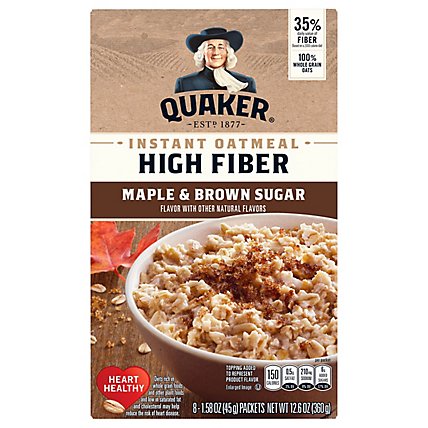 Quaker Select Starts High Fiber Oatmeal Instant Maple & Brown Sugar - 8-1.58 Oz - Image 3