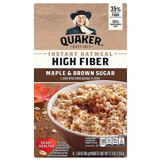 Quaker Select Starts High Fiber Oatmeal Instant Maple & Brown Sugar - 8-1.58 Oz