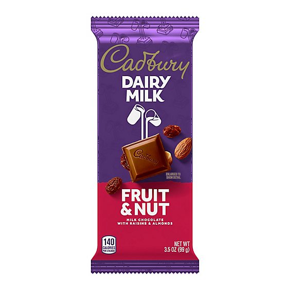 Cadbury Dairy Milk Chocolate Fruit And Nut Candy Bar - 3.5 Oz