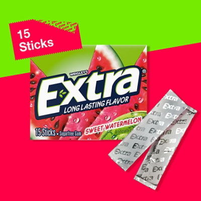 Extra Sugar Free Chewing Gum Sweet Watermelon Single Pack - 15 Count - Image 2