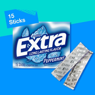 Extra Sugar Free Chewing Gum Peppermint Single Pack - 15 Count - Image 2