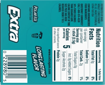 Extra Sugar Free Chewing Gum Polar Ice Single Pack - 15 Count - Image 6