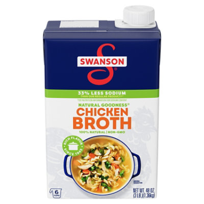 Swanson Natural Goodness 100% Natural - 33% Less Sodium Chicken Broth - 48 Oz - Image 2