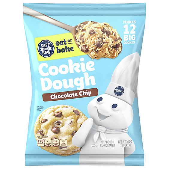 Pillsbury Ready To Bake! Cookies Big Deluxe Chocolate Chip With Hersheys Kisses 12 Count - 16 Oz