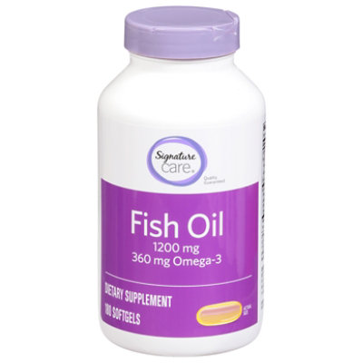 Signature Care Fish Oil 1200mg Omega 3 720mg Dietary Supplement Softgel - 180 Count