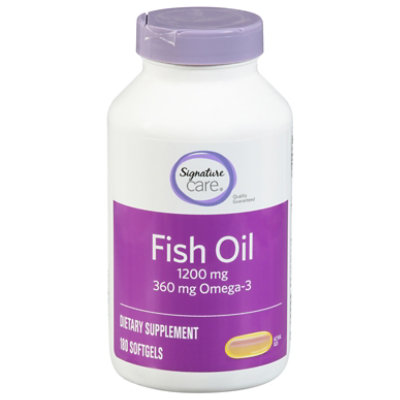 Signature Care Fish Oil 1200mg Omega 3 720mg Dietary Supplement Softgel - 180 Count