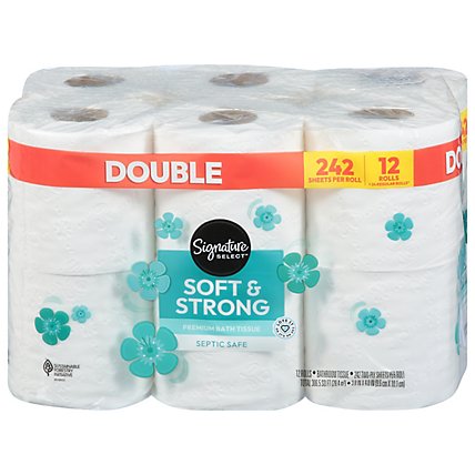 Signature Care Bathroom Tissue Premium Softly Double Roll 2-Ply Wrapper - 12 Count - Image 2