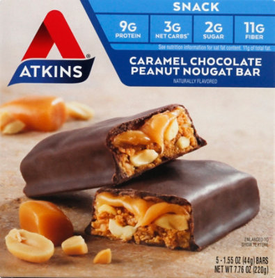Atkins Snack Bar Caramel Chocolate Peanut Nougat - 5-1.55 Oz - Image 2