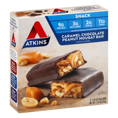 Atkins Snack Bar Caramel Chocolate Peanut Nougat - 5-1.55 Oz