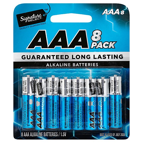 Signature SELECT Batteries Alkaline AAA Guaranteed Long Lasting - 8 Count