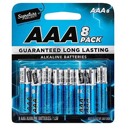 Signature SELECT Batteries Alkaline AAA Guaranteed Long Lasting - 8 Count - Image 1