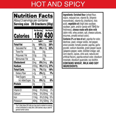 Cheez-It Cheese Crackers Hot and Spicy Baked Snack Crackers - 3 Oz - Image 5