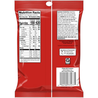 Cheez-It Cheese Crackers Hot and Spicy Baked Snack Crackers - 3 Oz - Image 6