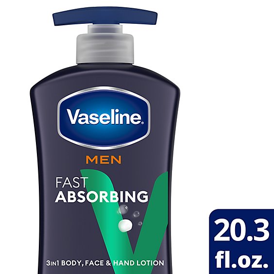 Vaseline Men Body & Face Lotion Fast Absorbing - 24.5 Fl. Oz.