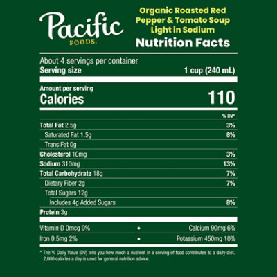 Pacific Foods Organic Light in Sodium Roasted Red Pepper and Tomato Soup - 32 Fl Oz - Image 4