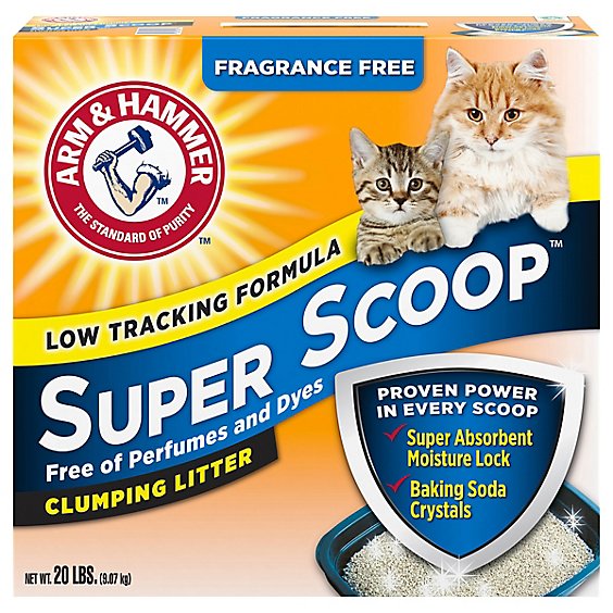 ARM & HAMMER Fragrance Free Super Scoop Clumping Cat Litter - 20 Lb