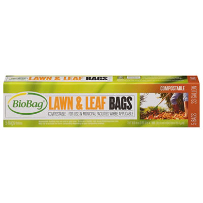 BioBags Lawn & Leaf Compostable Bags 33 Gallon - 5 Count - Image 1