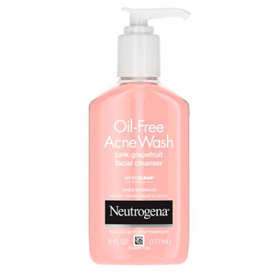 Neutrogena Acne Wash Oil-Free Facial Cleanser Pink Grapefruit - 6 Fl. Oz. - Image 1