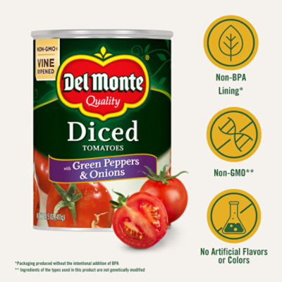 Del Monte Diced Tomatoes with Green Peppers & Onions - 14.5 Oz - Image 1