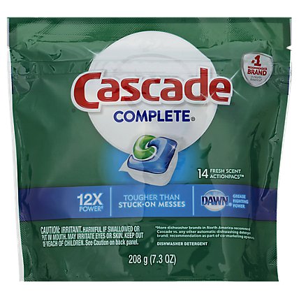 Cascade Complete Dishwasher Detergent ActionPacs Fresh Scent Pouch - 14 Count - Image 1