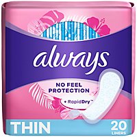 Always Thin No Feel Protection Regular Absorbency Unscented Daily Liners - 20 Count - Image 1