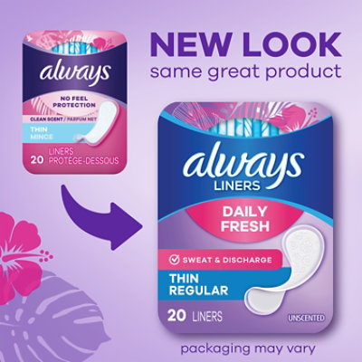 Always Thin No Feel Protection Regular Absorbency Unscented Daily Liners - 20 Count - Image 2
