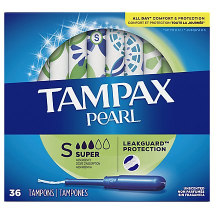 Tampax Pearl Tampons Super Absorbency - 36 Count - Image 1