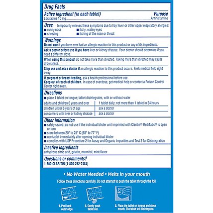 Claritin Reditabs Non Drowsy Allergy Relief Tablets Age 6 & Older - 10 Count - Image 5