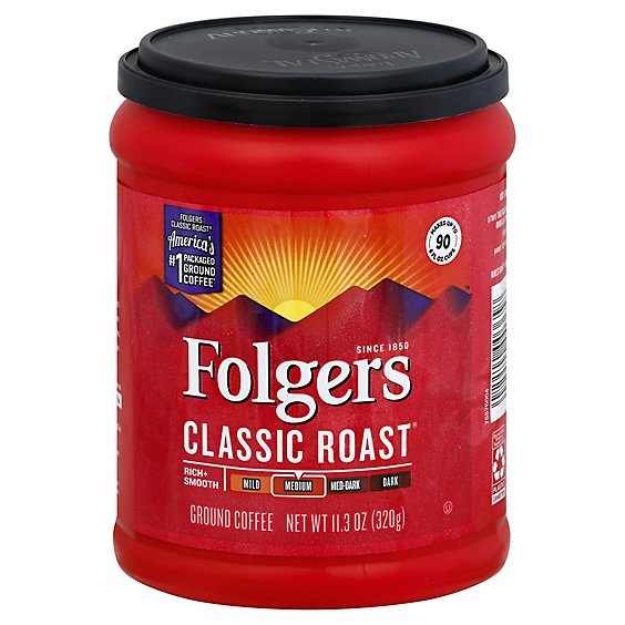 Folgers Coffee Ground Medium Roast Classic Roast - 11.30 Oz