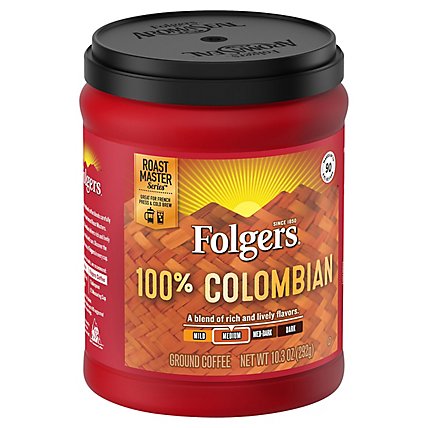 Folgers Coffee Ground Medium-Dark Roast Colombian Dintinctively Rich - 10.3 Oz - Image 2