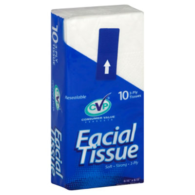 CVP Facial Tissue 3-Ply - 10 Count