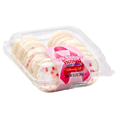 Cookie Frosted Pink Ribbon - Each - Image 1