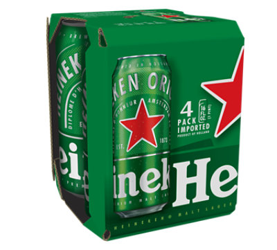 Heineken Original Lager Beer Cans - 4-16 Fl. Oz. - Image 1