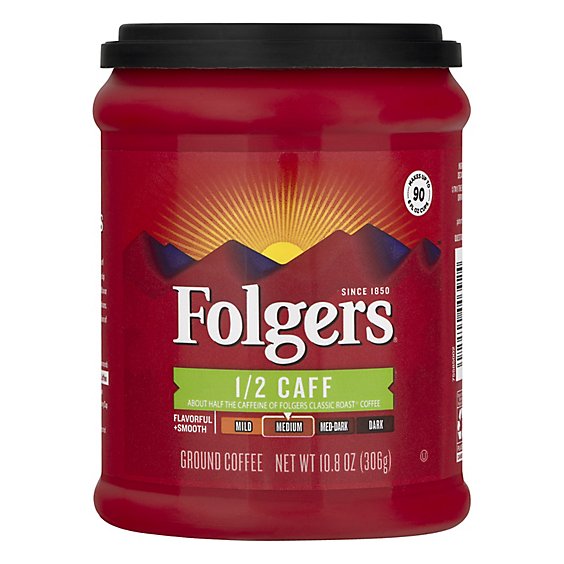 Folgers Coffee Ground Medium Roast 1/2 Caff - 10.8 Oz