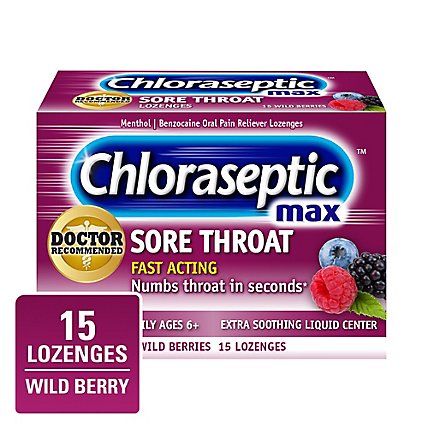 Chloraseptic Max Sore Throat Lozenges Wild Berries - 15 Count - Image 2