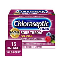 Chloraseptic Max Sore Throat Lozenges Wild Berries - 15 Count