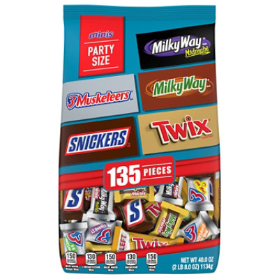 Mars Candy Snickers Twix Milky Way & 3 Musketeers Chocolate Candy Bar Variety Pack - 135 Count