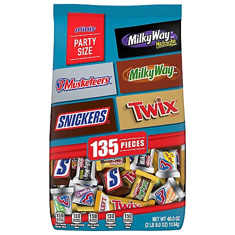 Snickers Twix Milky Way & 3 Musketeers Chocolate Candy Bar Variety Pack - 135 Count