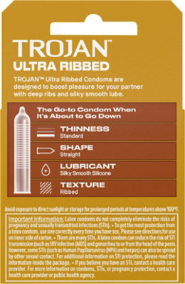 Trojan Lubricated Ultra Ribbed Condoms - 3 Count - tomthumb