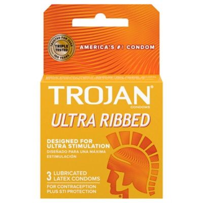 Trojan Lubricated Ultra Ribbed Condoms - 3 Count - safeway