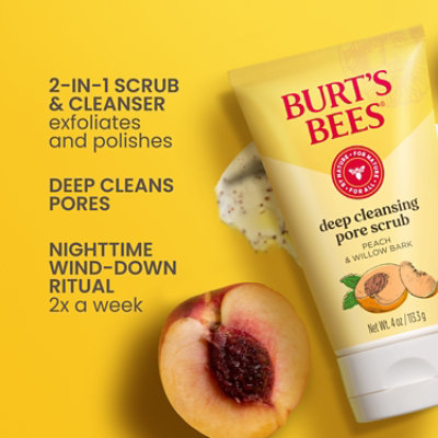 Burt's Bees Peach And Willow Bark Deep Pore Exfoliating Facial Scrub - 4 Oz - Image 3